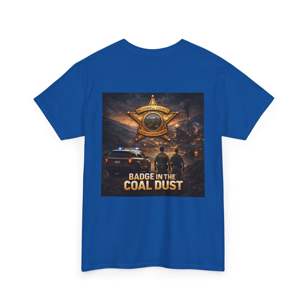 T-Shirt: McDowell Badge in the Coal Dust: West Virginia Line Police Tribute Tee - Cecil Odell Music