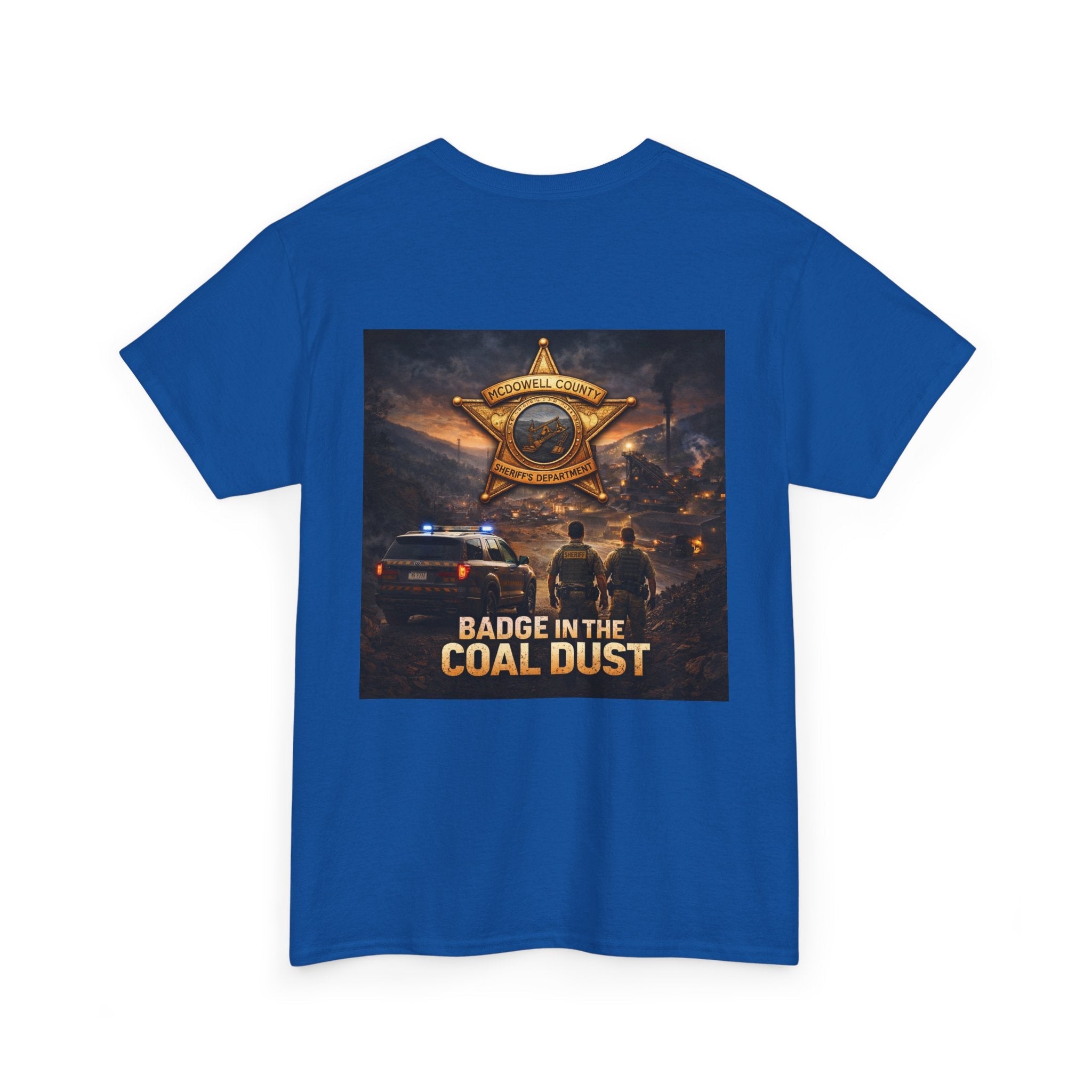 T-Shirt: McDowell Badge in the Coal Dust: West Virginia Line Police Tribute Tee - Cecil Odell Music