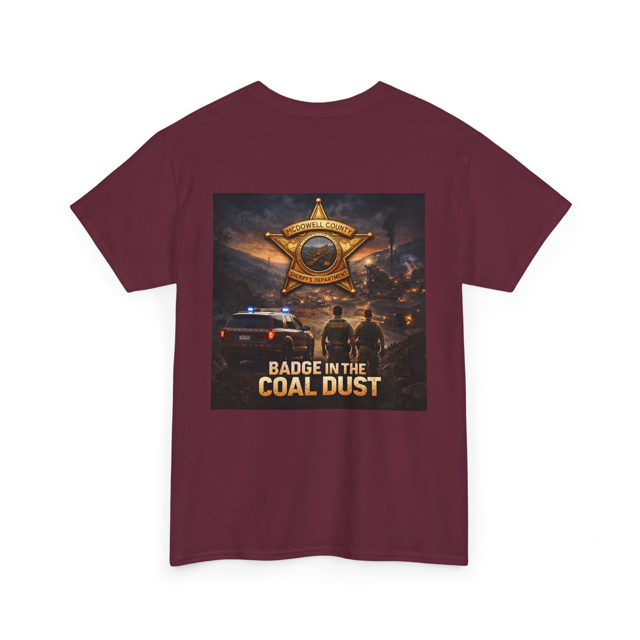T-Shirt: McDowell Badge in the Coal Dust: West Virginia Line Police Tribute Tee - Cecil Odell Music