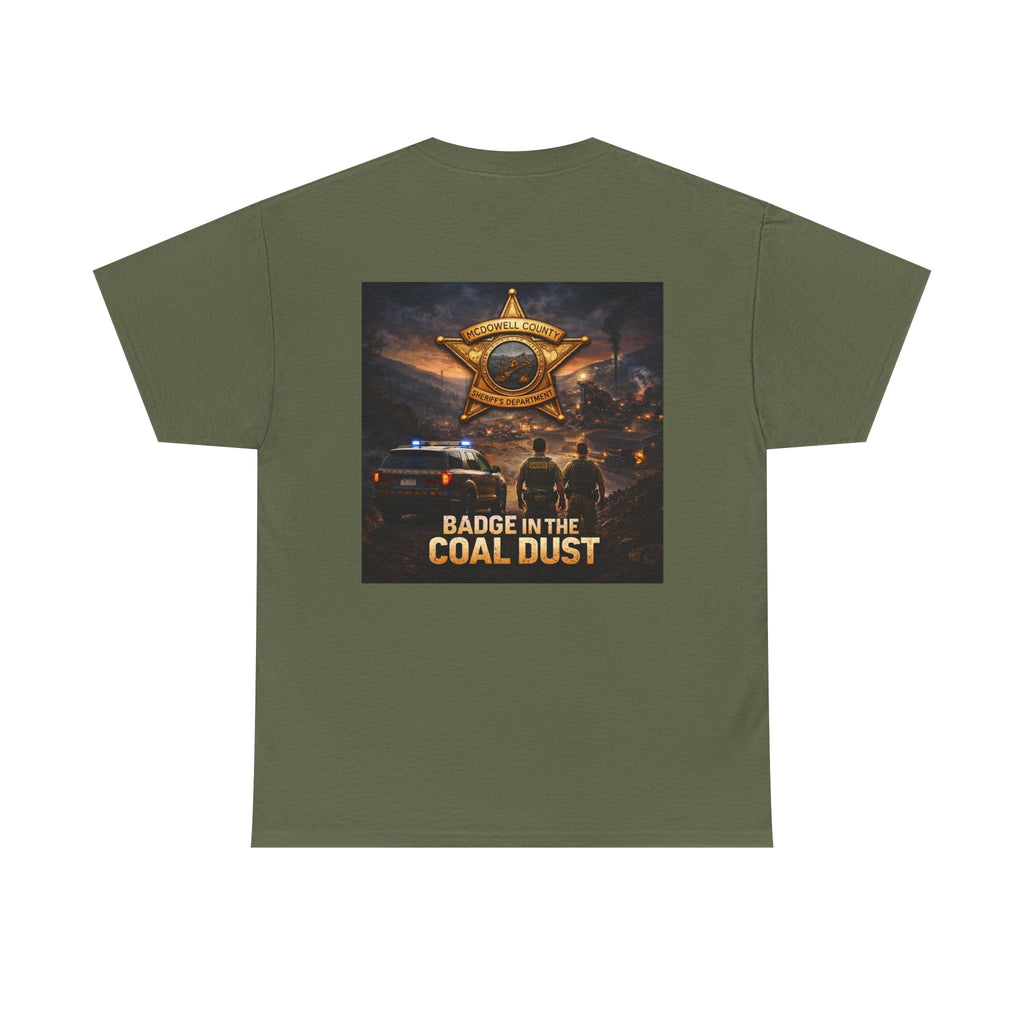 T-Shirt: McDowell Badge in the Coal Dust: West Virginia Line Police Tribute Tee - Cecil Odell Music