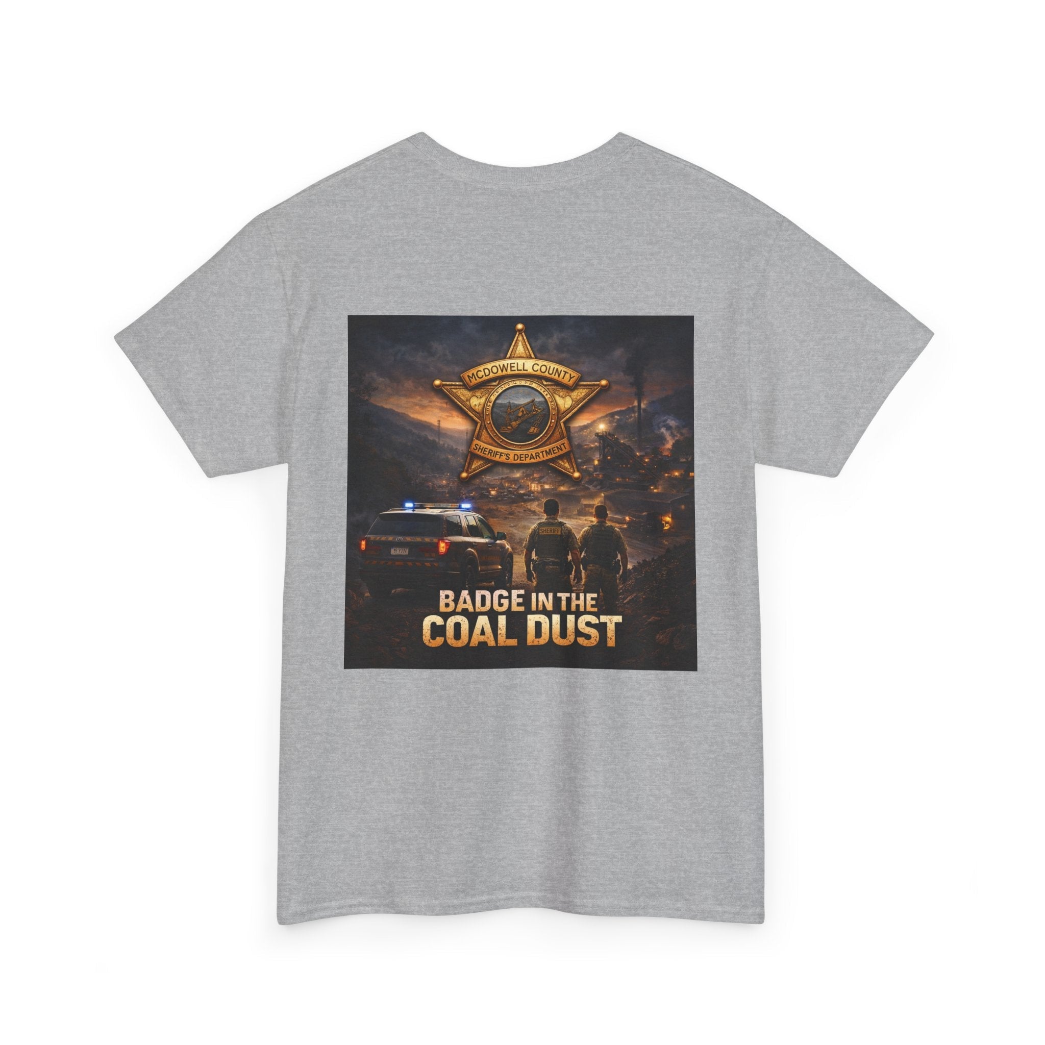 T-Shirt: McDowell Badge in the Coal Dust: West Virginia Line Police Tribute Tee - Cecil Odell Music