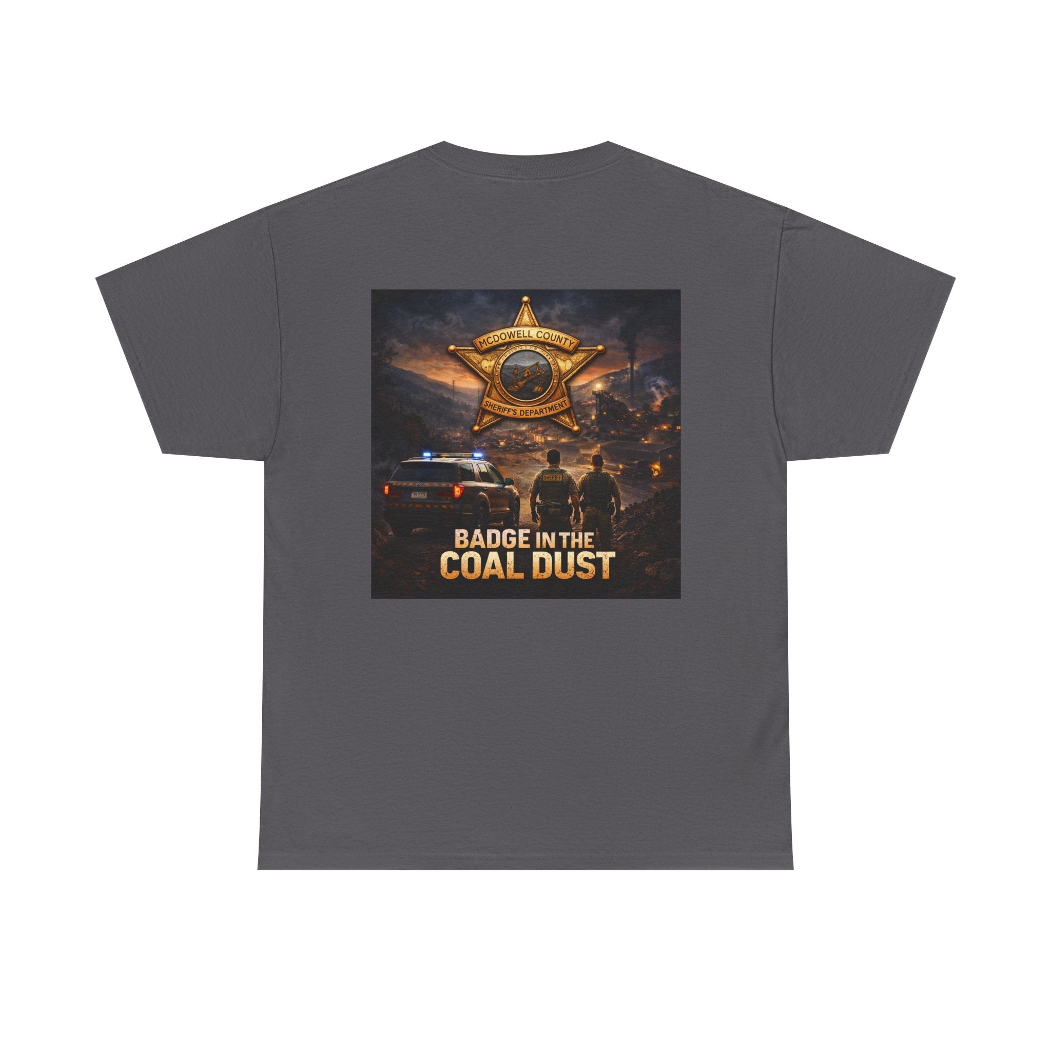T-Shirt: McDowell Badge in the Coal Dust: West Virginia Line Police Tribute Tee - Cecil Odell Music