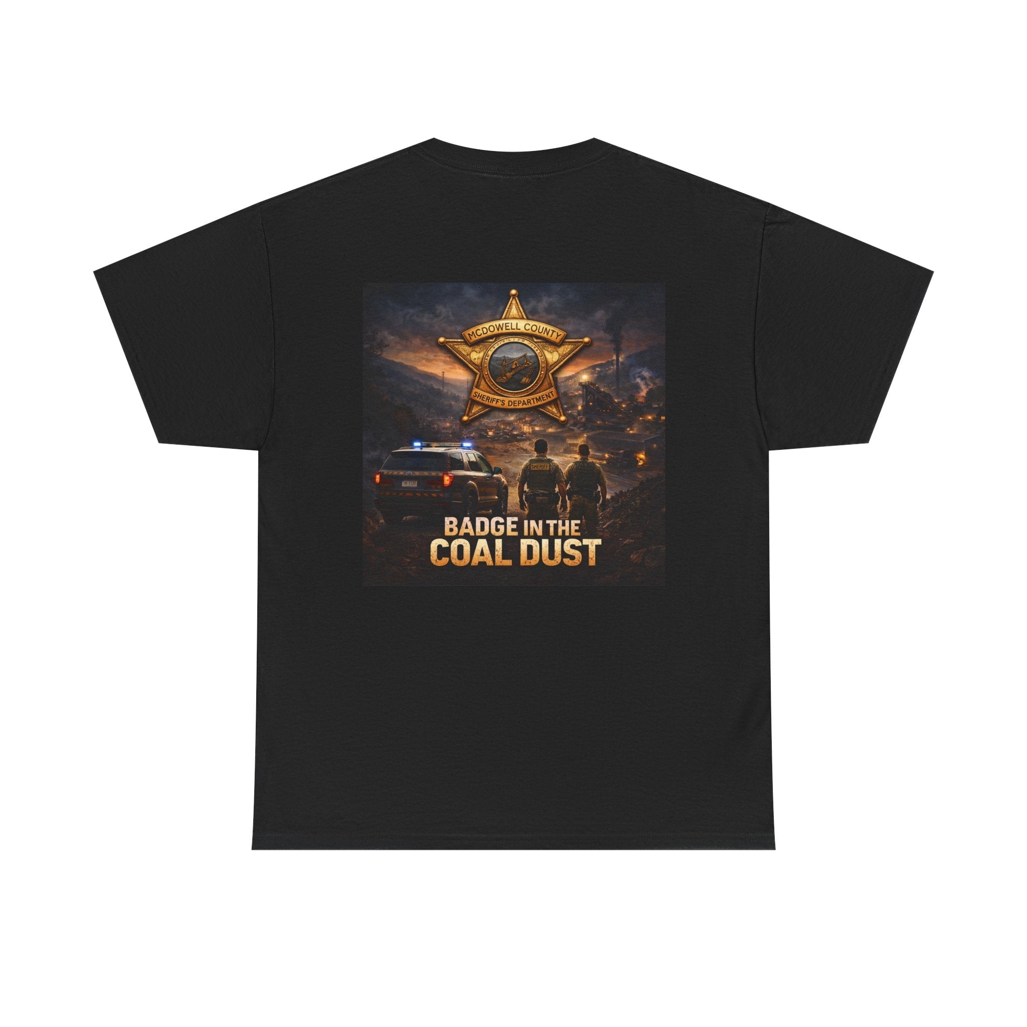 T-Shirt: McDowell Badge in the Coal Dust: West Virginia Line Police Tribute Tee - Cecil Odell Music