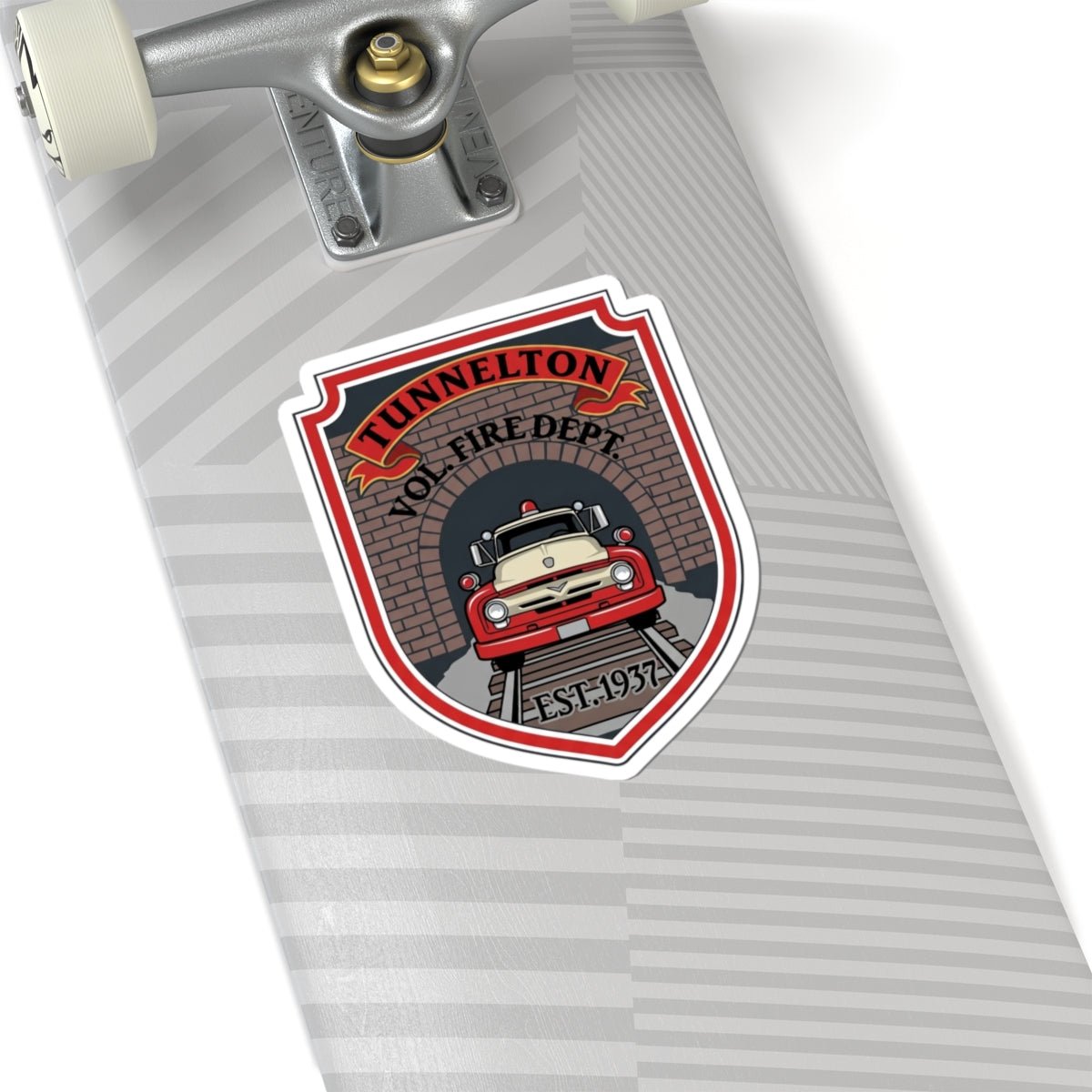 Tunnelton Vol. Fire Dept. Kiss - Cut Sticker: Vintage Firetruck Badge (Est. 1937) - Cecil Odell Music