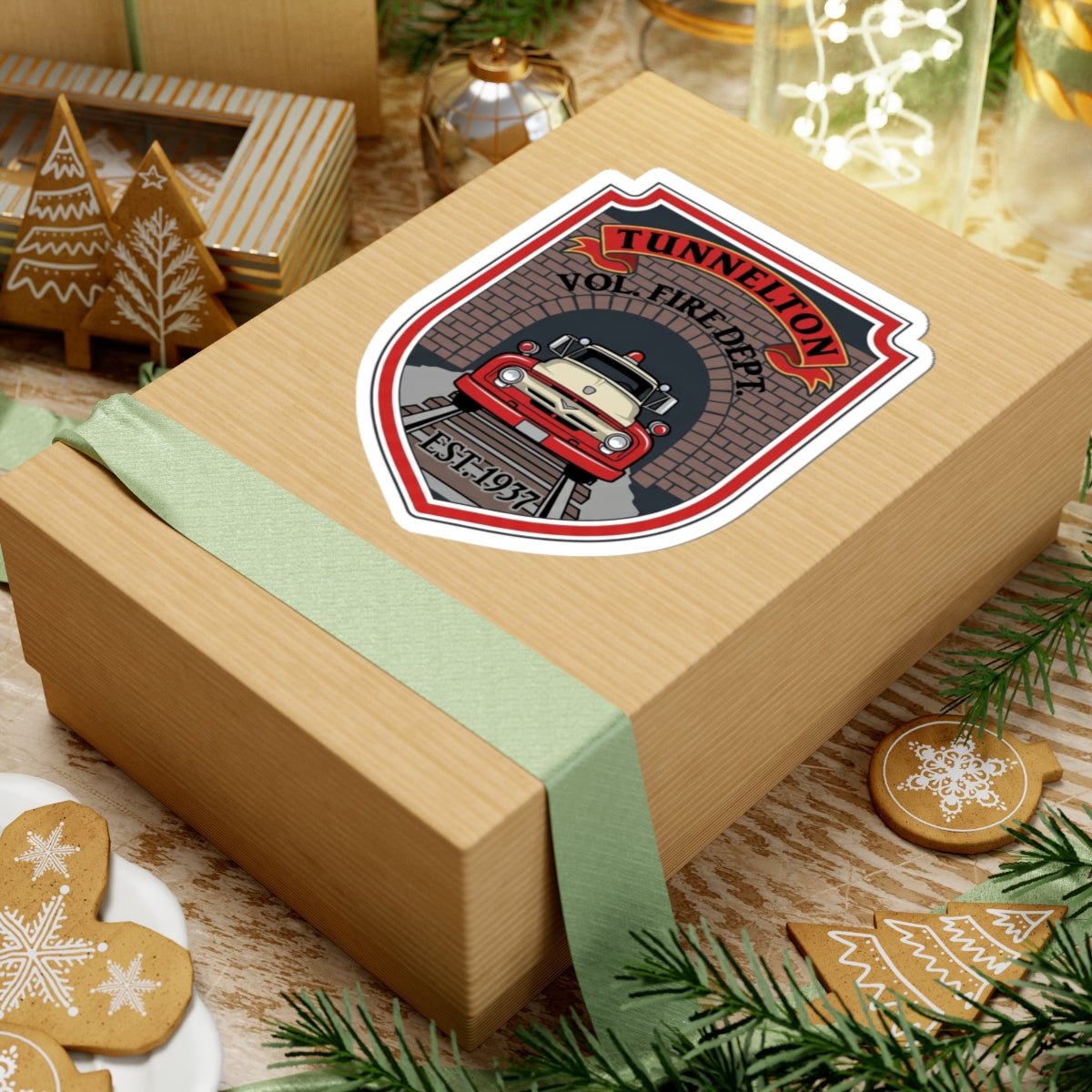 Tunnelton Vol. Fire Dept. Kiss - Cut Sticker: Vintage Firetruck Badge (Est. 1937) - Cecil Odell Music