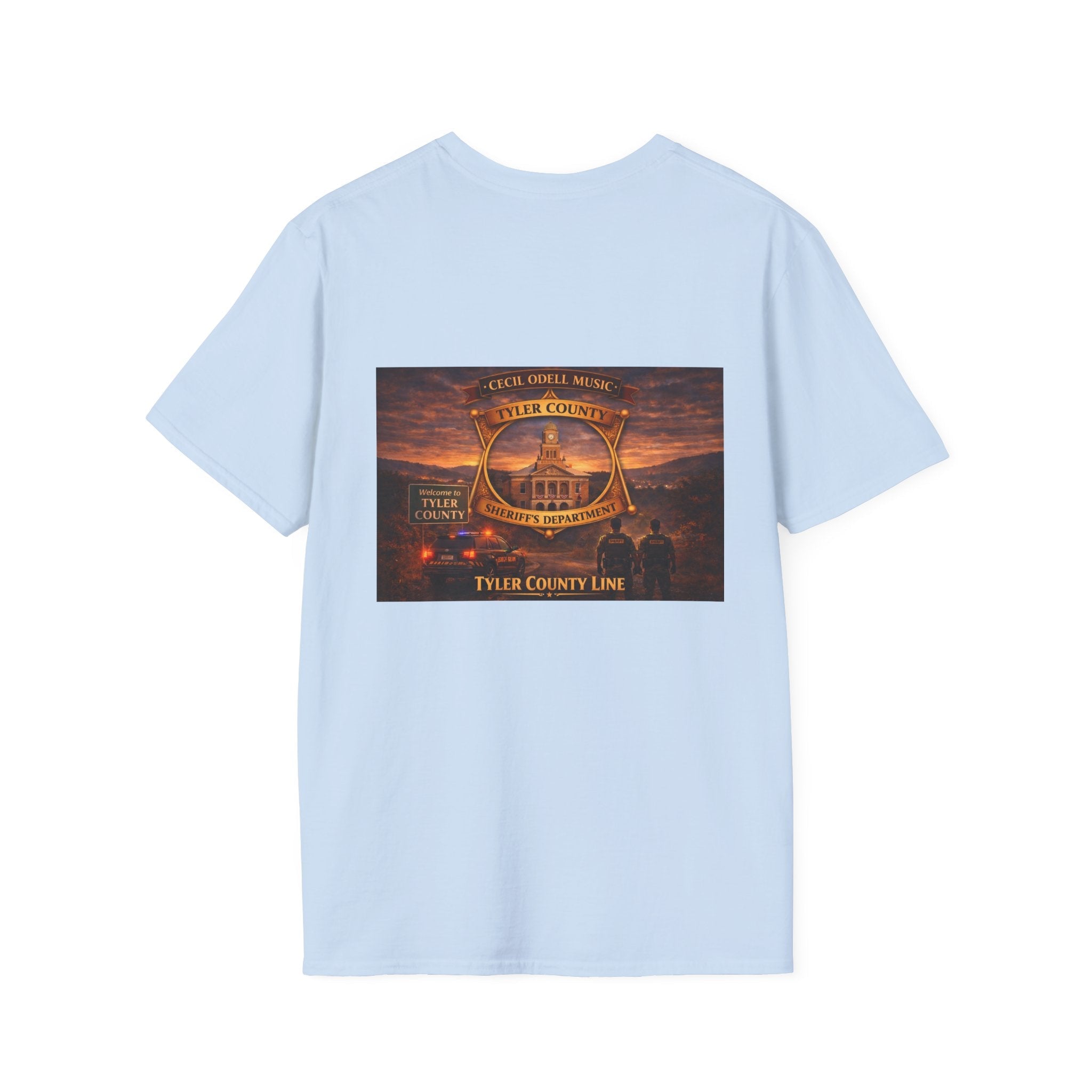 Tyler County Line Fire Department T-Shirt: Vintage Badge Sunset Design - Cecil Odell Music