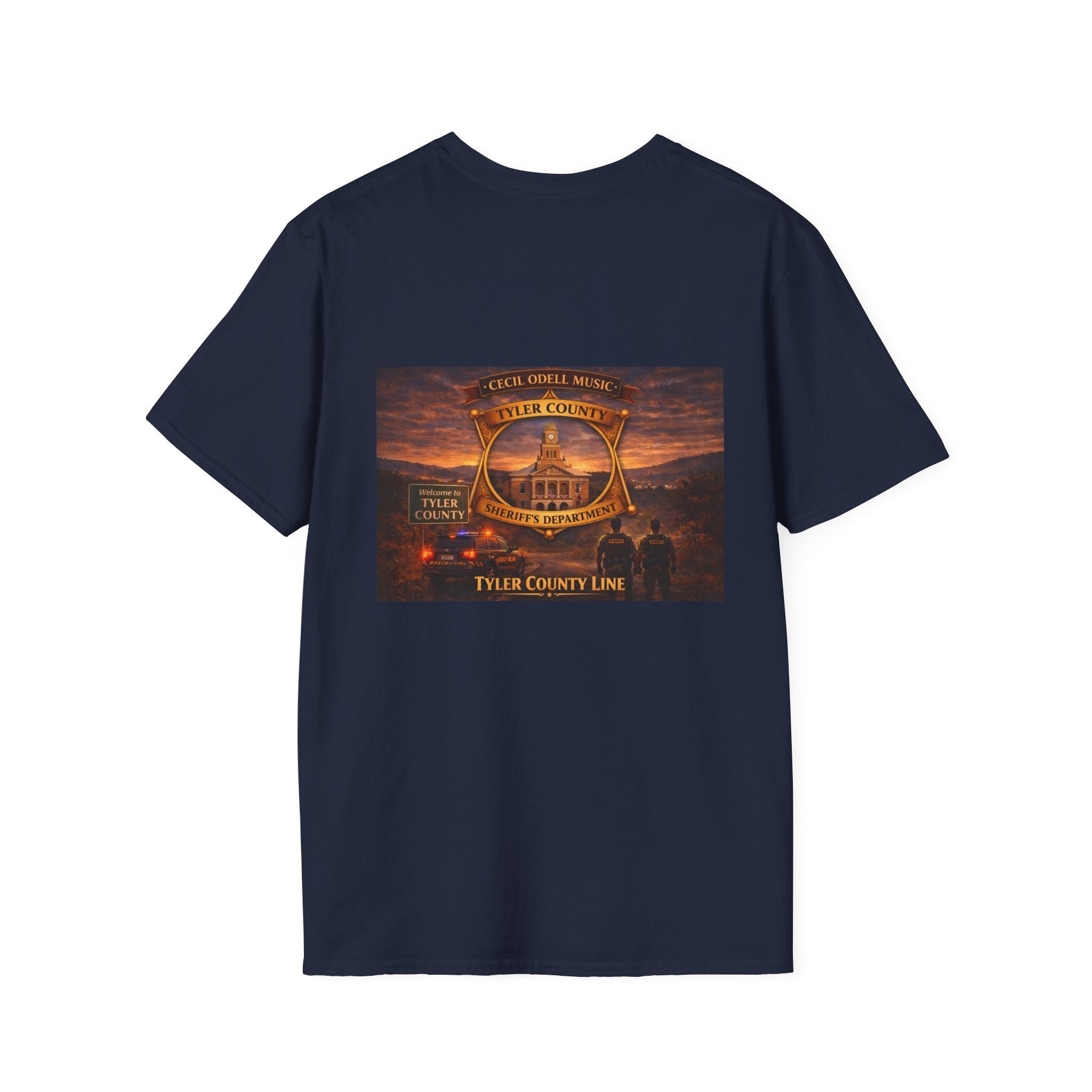 Tyler County Line Fire Department T-Shirt: Vintage Badge Sunset Design - Cecil Odell Music