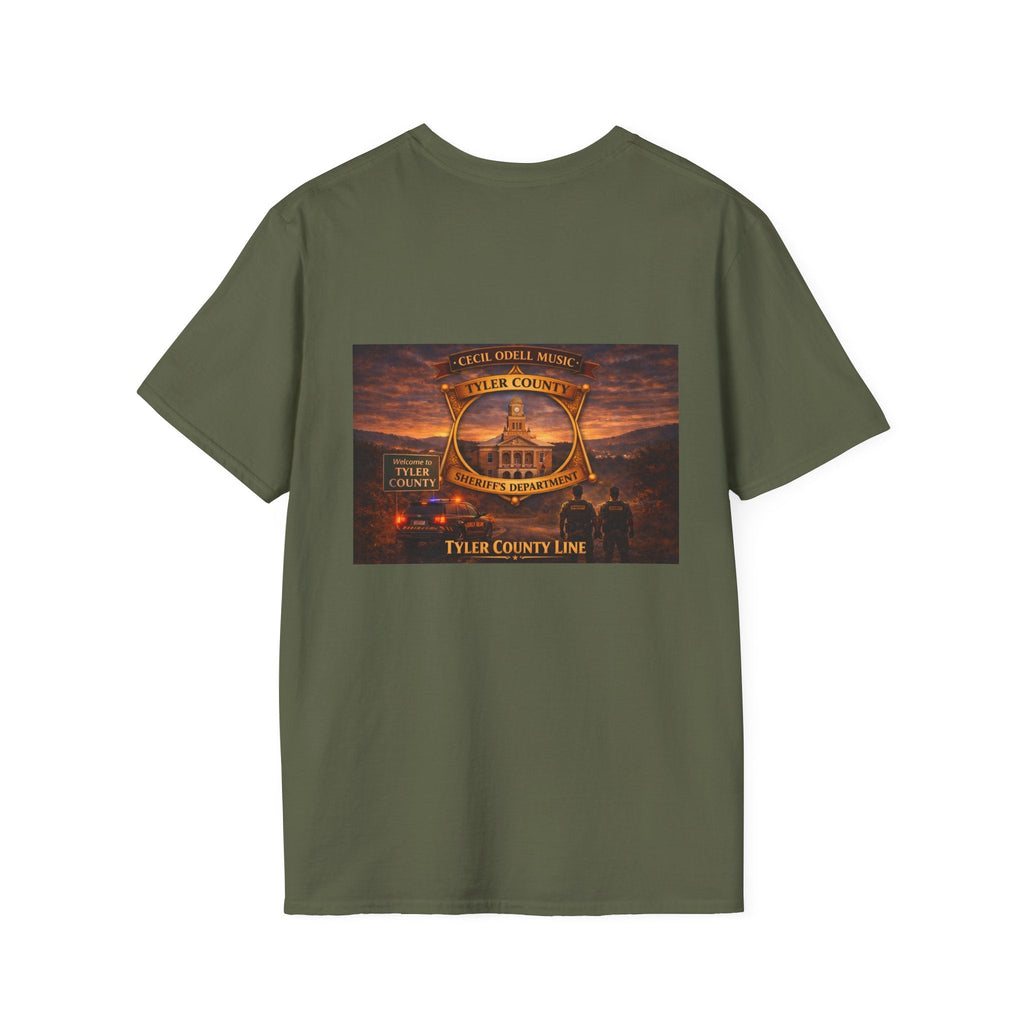 Tyler County Line Fire Department T-Shirt: Vintage Badge Sunset Design - Cecil Odell Music