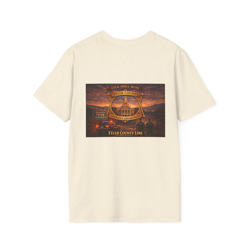 Tyler County Line Fire Department T-Shirt: Vintage Badge Sunset Design - Cecil Odell Music