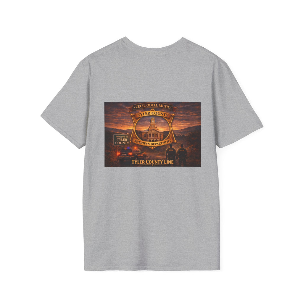 Tyler County Line Fire Department T-Shirt: Vintage Badge Sunset Design - Cecil Odell Music
