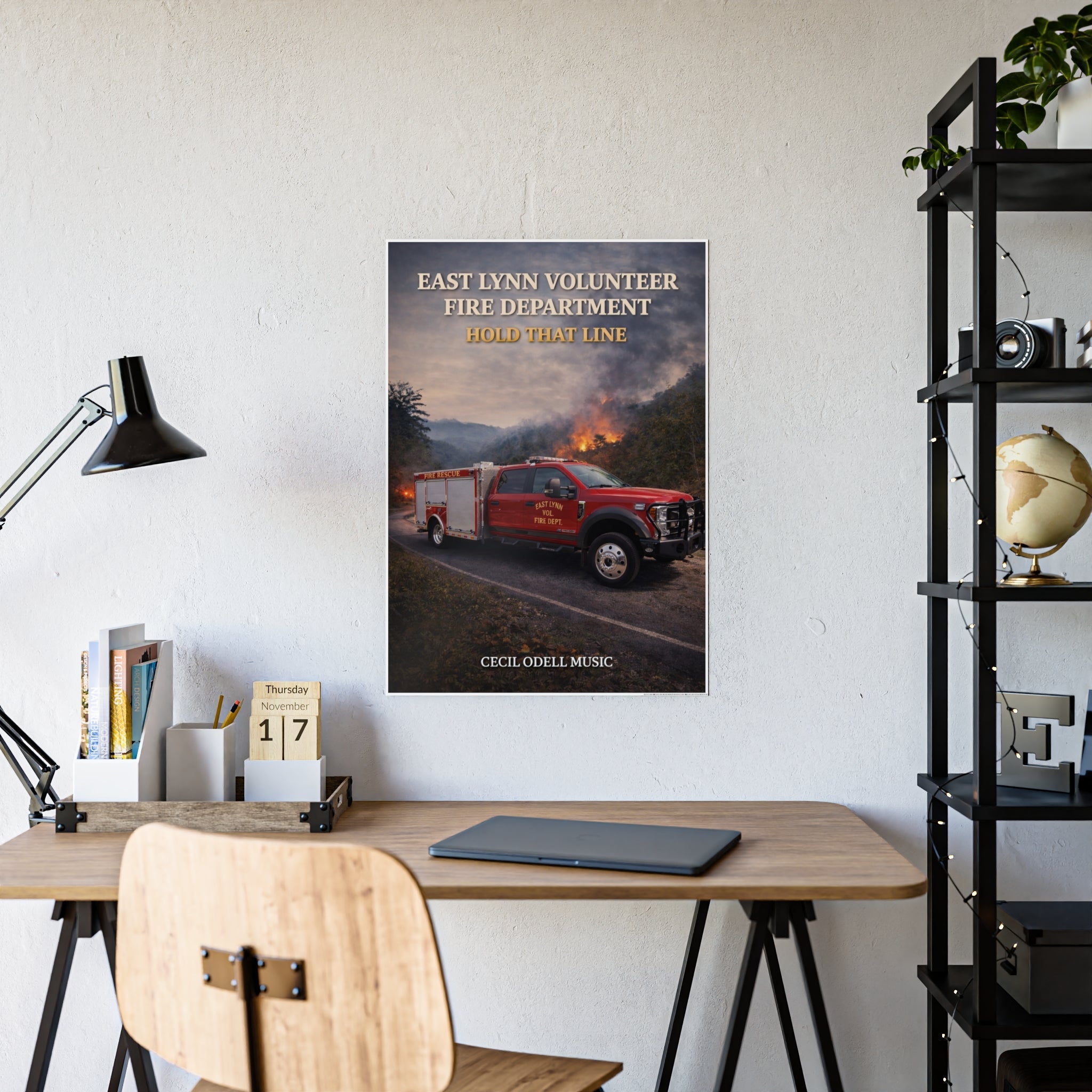 Volunteer Fire Department Poster: "Hold That Line" Gloss Print - Cecil Odell Music