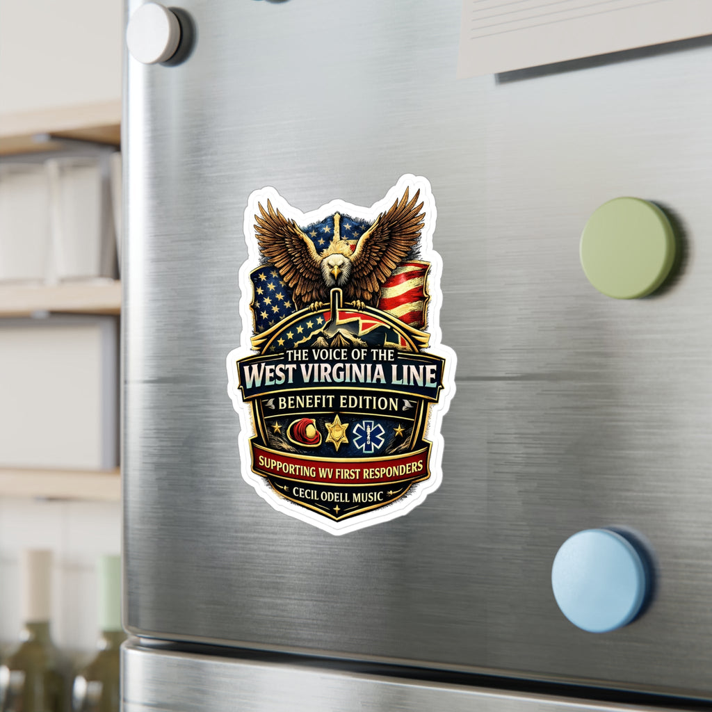 West Virginia Line Benefit Edition Kiss - Cut Vinyl Sticker: Supporting WV First Responders - Cecil Odell Music