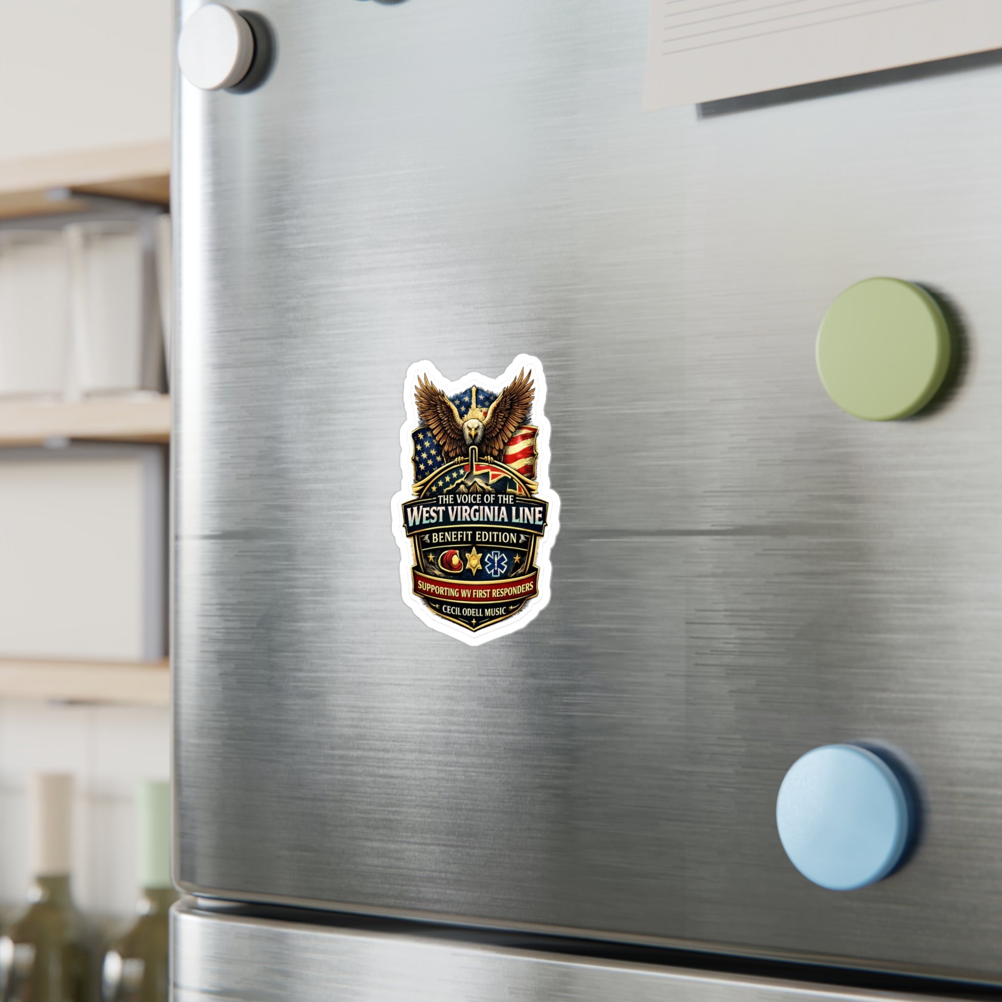 West Virginia Line Benefit Edition Kiss - Cut Vinyl Sticker: Supporting WV First Responders - Cecil Odell Music