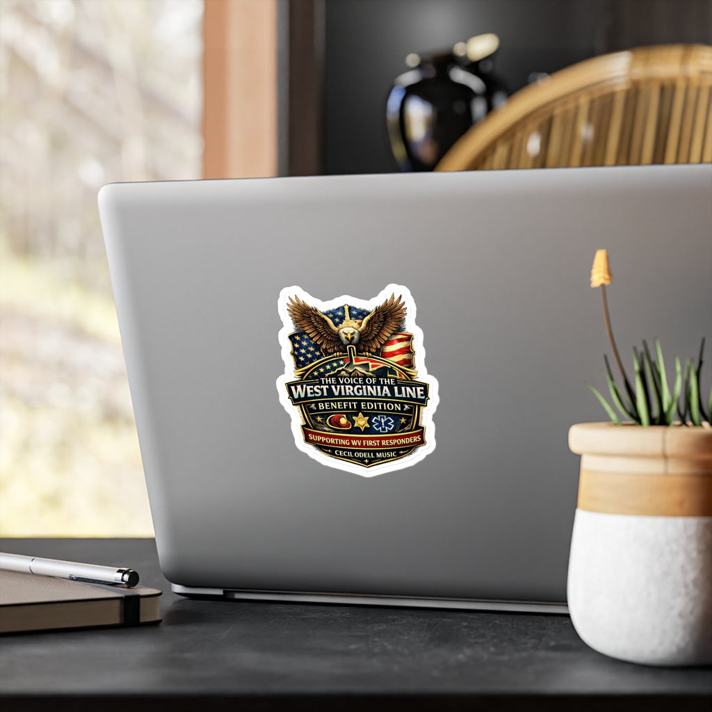 West Virginia Line Benefit Edition Kiss - Cut Vinyl Sticker: Supporting WV First Responders - Cecil Odell Music