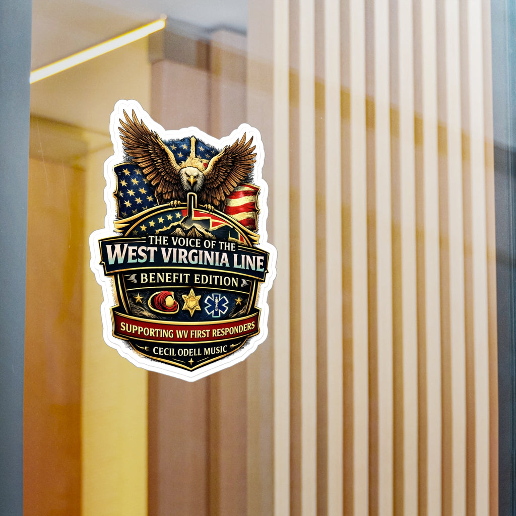 West Virginia Line Benefit Edition Kiss - Cut Vinyl Sticker: Supporting WV First Responders - Cecil Odell Music