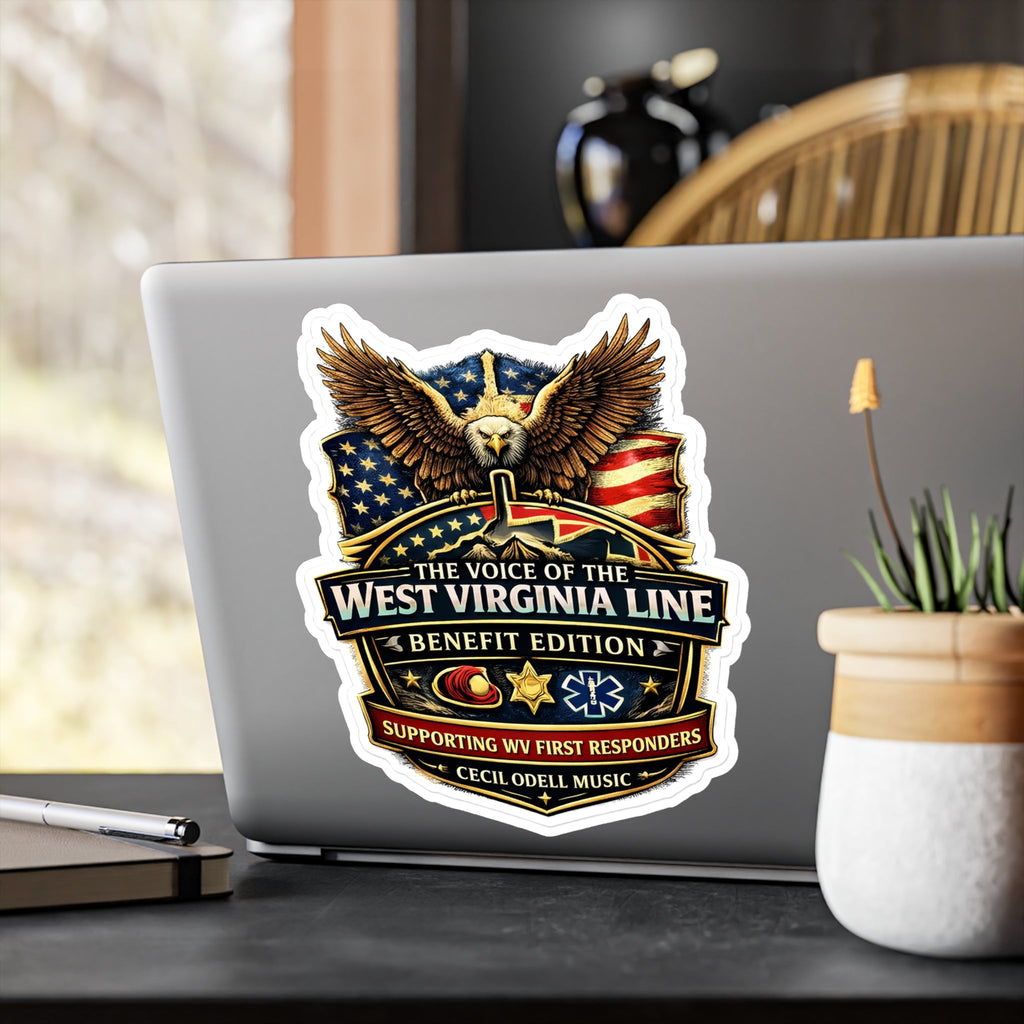 West Virginia Line Benefit Edition Kiss - Cut Vinyl Sticker: Supporting WV First Responders - Cecil Odell Music