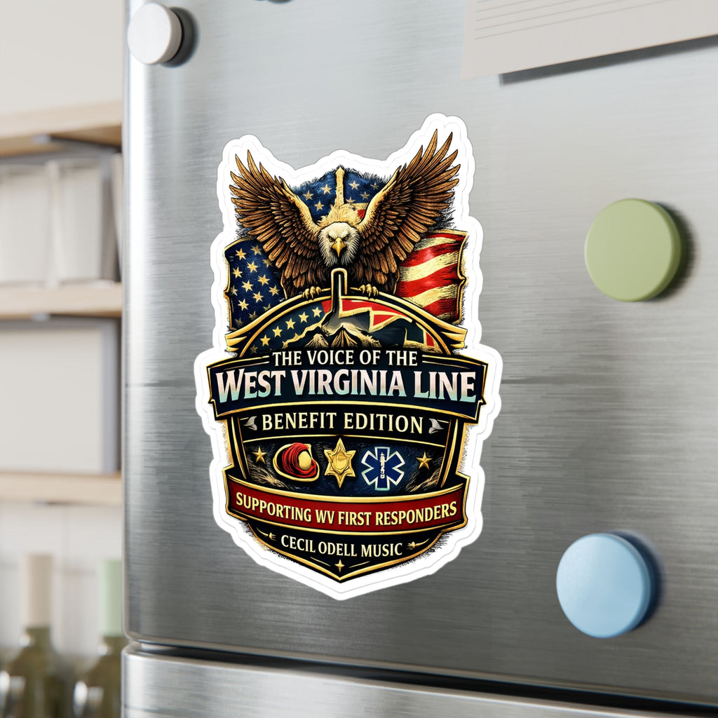 West Virginia Line Benefit Edition Kiss - Cut Vinyl Sticker: Supporting WV First Responders - Cecil Odell Music