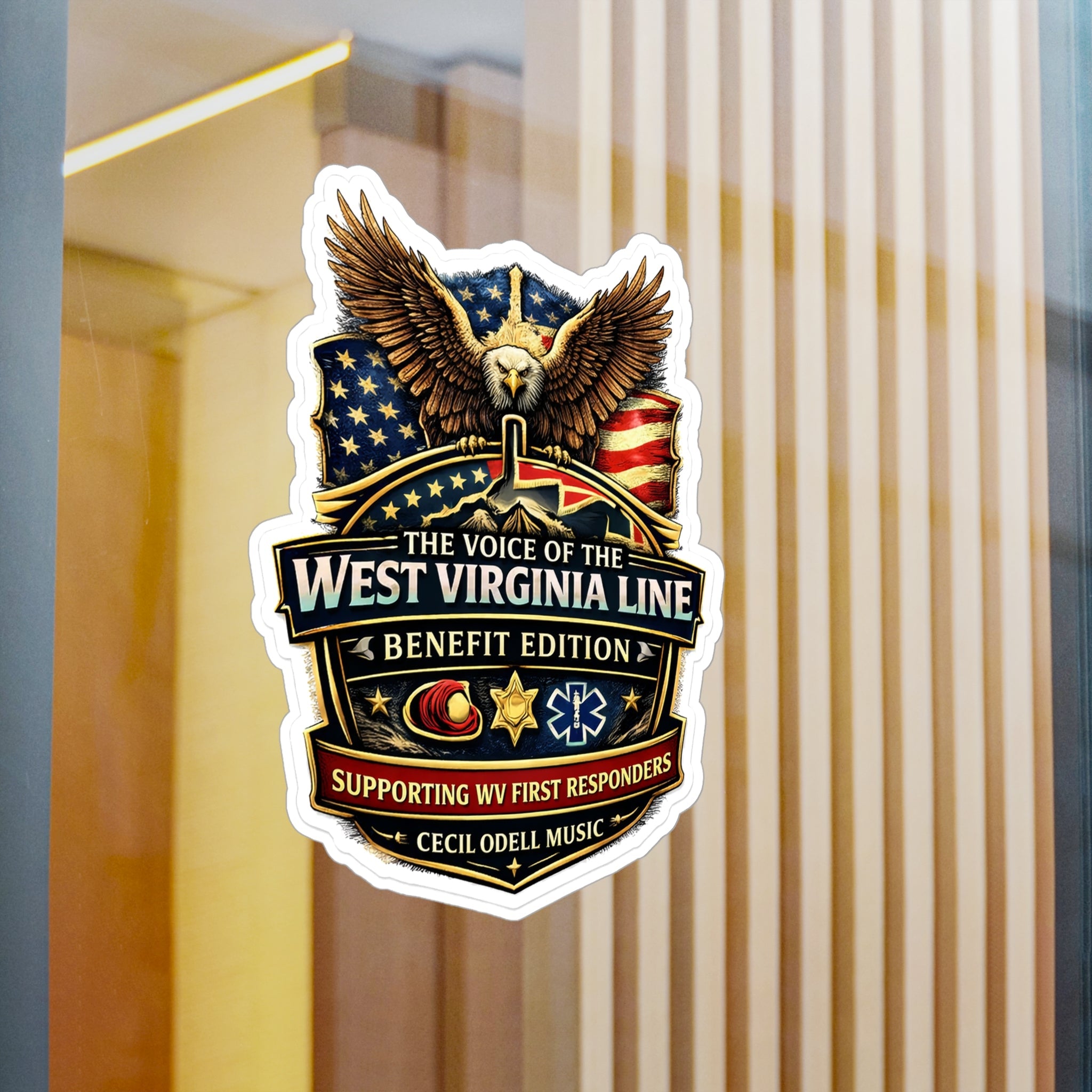 West Virginia Line Benefit Edition Kiss - Cut Vinyl Sticker: Supporting WV First Responders - Cecil Odell Music