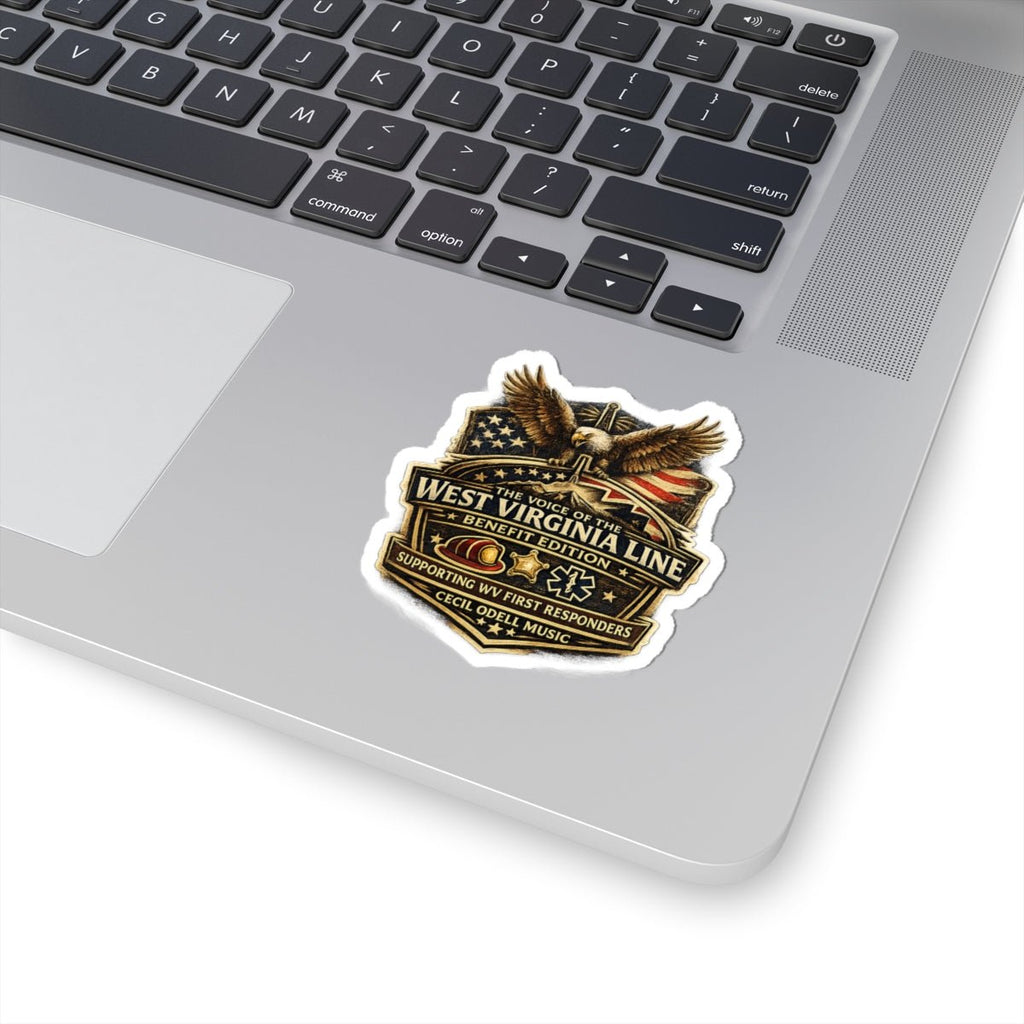 West Virginia Line Benefit Edition Sticker – Supporting WV First Responders, Eagle & Flag Kiss - Cut Sticker - Cecil Odell Music