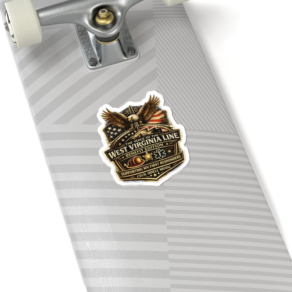 West Virginia Line Benefit Edition Sticker – Supporting WV First Responders, Eagle & Flag Kiss - Cut Sticker - Cecil Odell Music