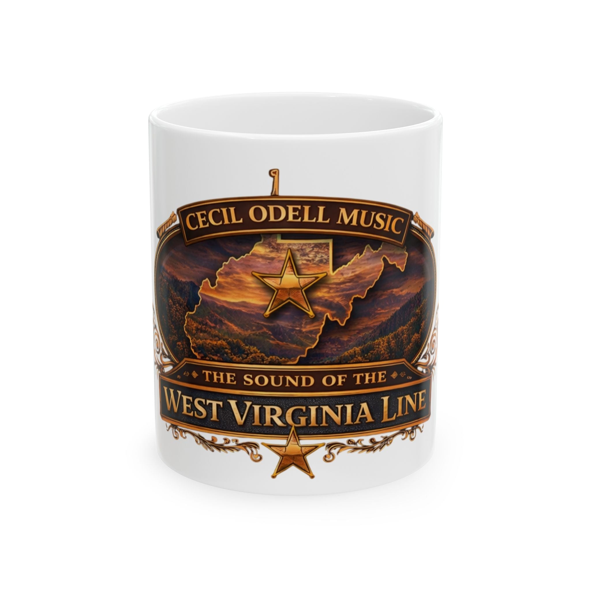 West Virginia Line Ceramic Mug: 'The Sound of the West Virginia Line' Music Souvenir (11oz, 15oz) - Cecil Odell Music