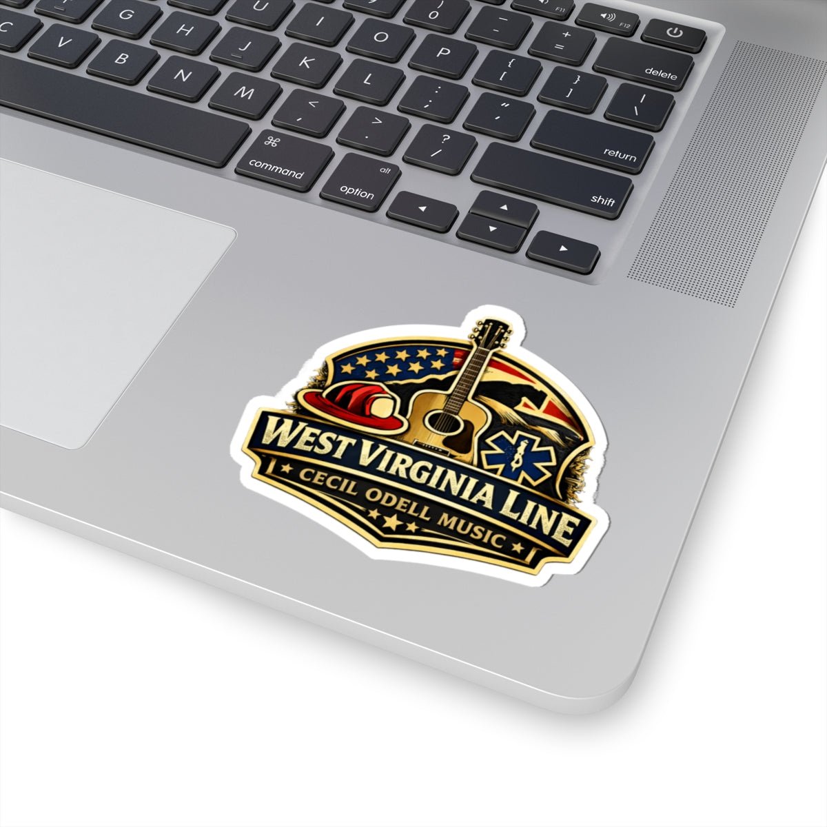West Virginia Line Kiss - Cut Sticker: Cecil Odell Music Guitar, Firefighter & EMS Badge - Cecil Odell Music