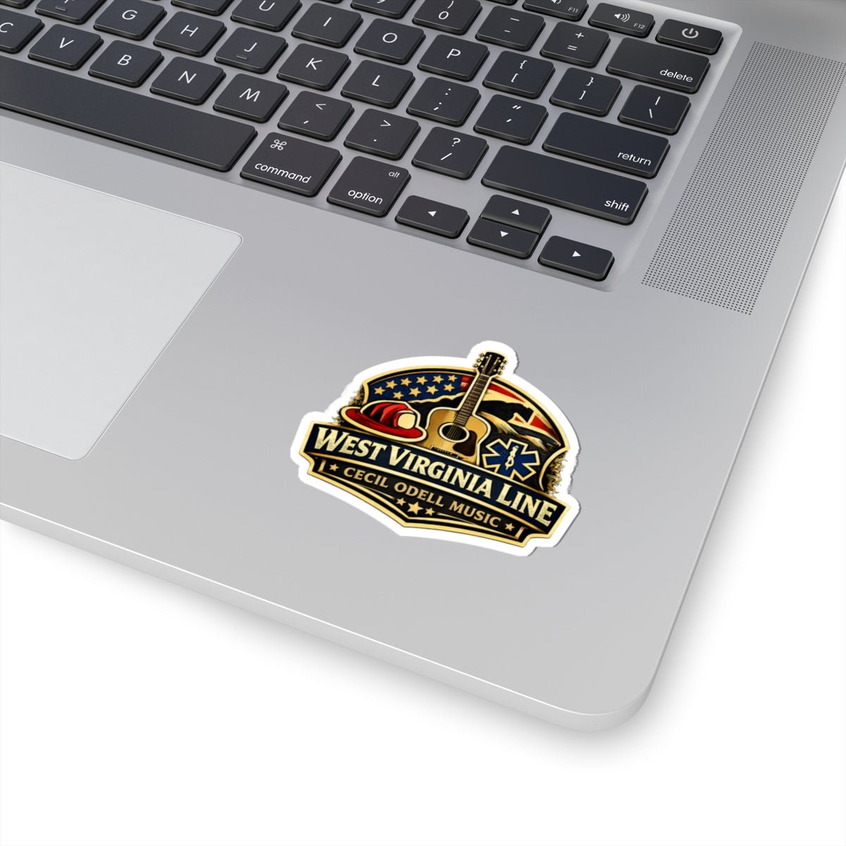 West Virginia Line Kiss - Cut Sticker: Cecil Odell Music Guitar, Firefighter & EMS Badge - Cecil Odell Music