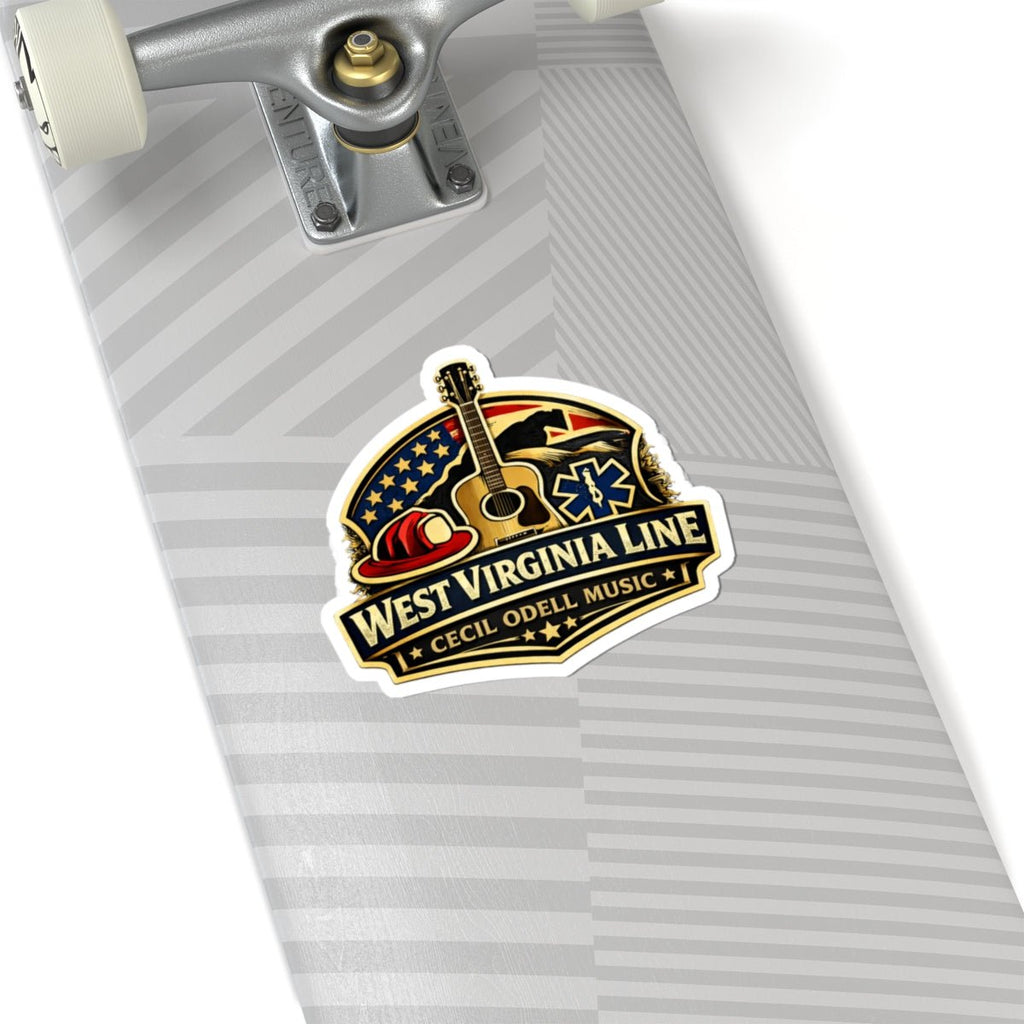 West Virginia Line Kiss - Cut Sticker: Cecil Odell Music Guitar, Firefighter & EMS Badge - Cecil Odell Music