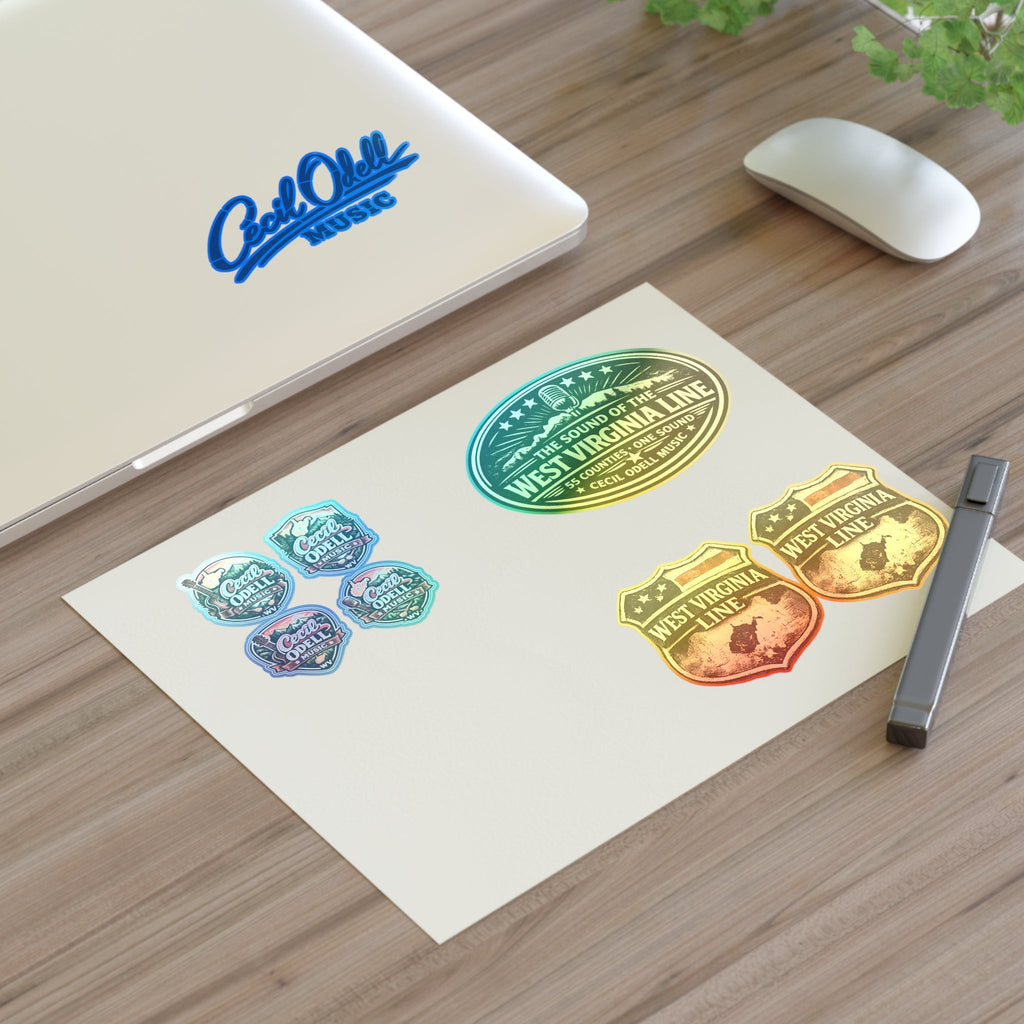 West Virginia Line Music Sticker Sheet: Cecil Odell Band Logo & Vintage Badges - Cecil Odell Music