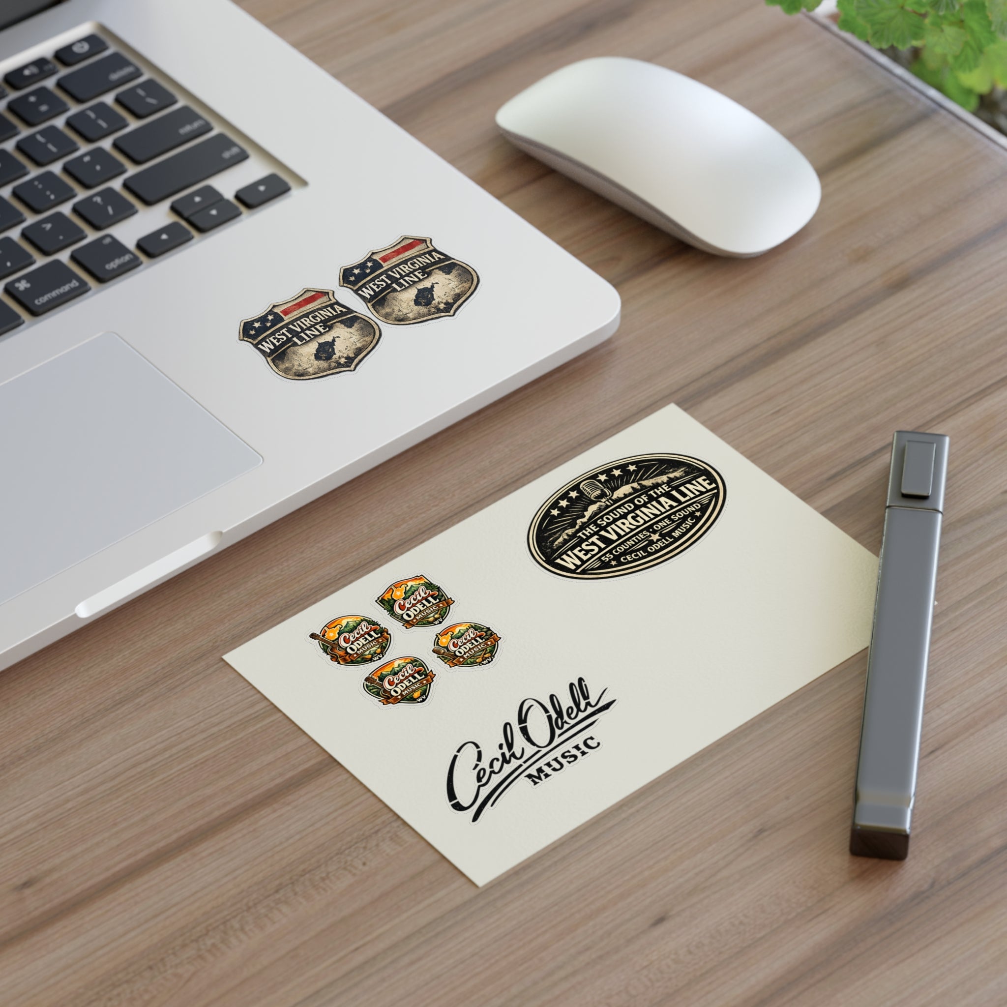 West Virginia Line Music Sticker Sheet: Cecil Odell Band Logo & Vintage Badges - Cecil Odell Music