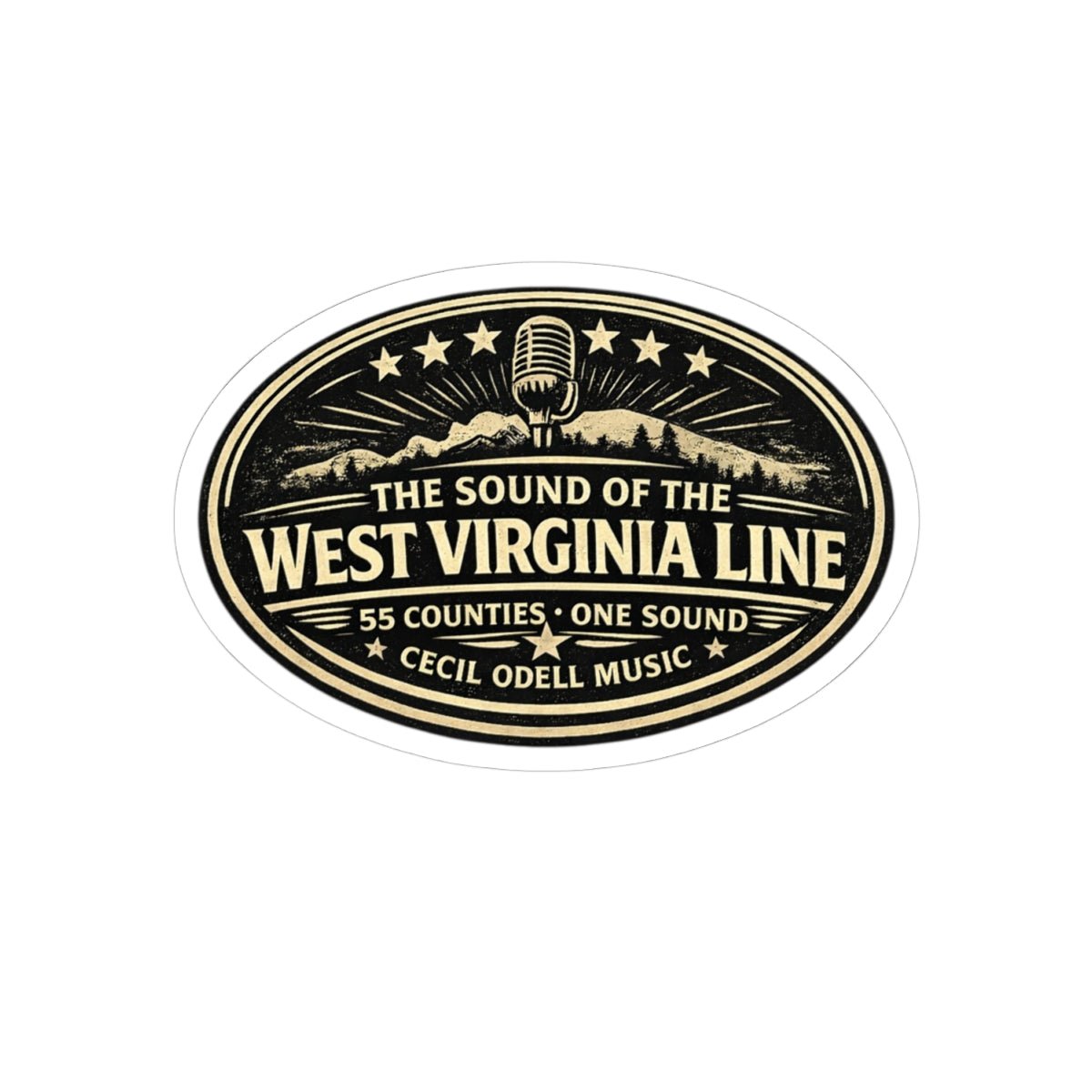 West Virginia Line Oval Sticker: “The Sound of the West Virginia Line” Vintage Music Decal - Cecil Odell Music