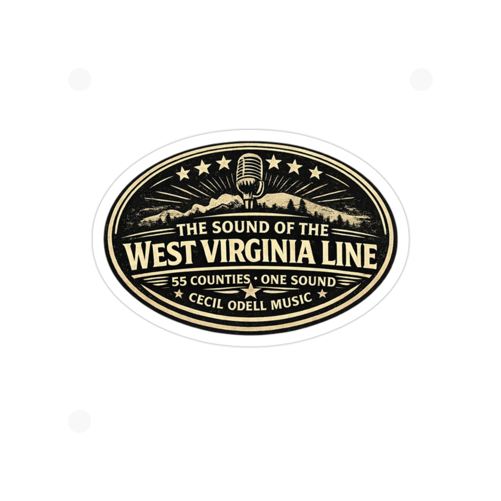 West Virginia Line Oval Vinyl Sticker: Die‑Cut Transparent Outdoor Sticker - Cecil Odell Music