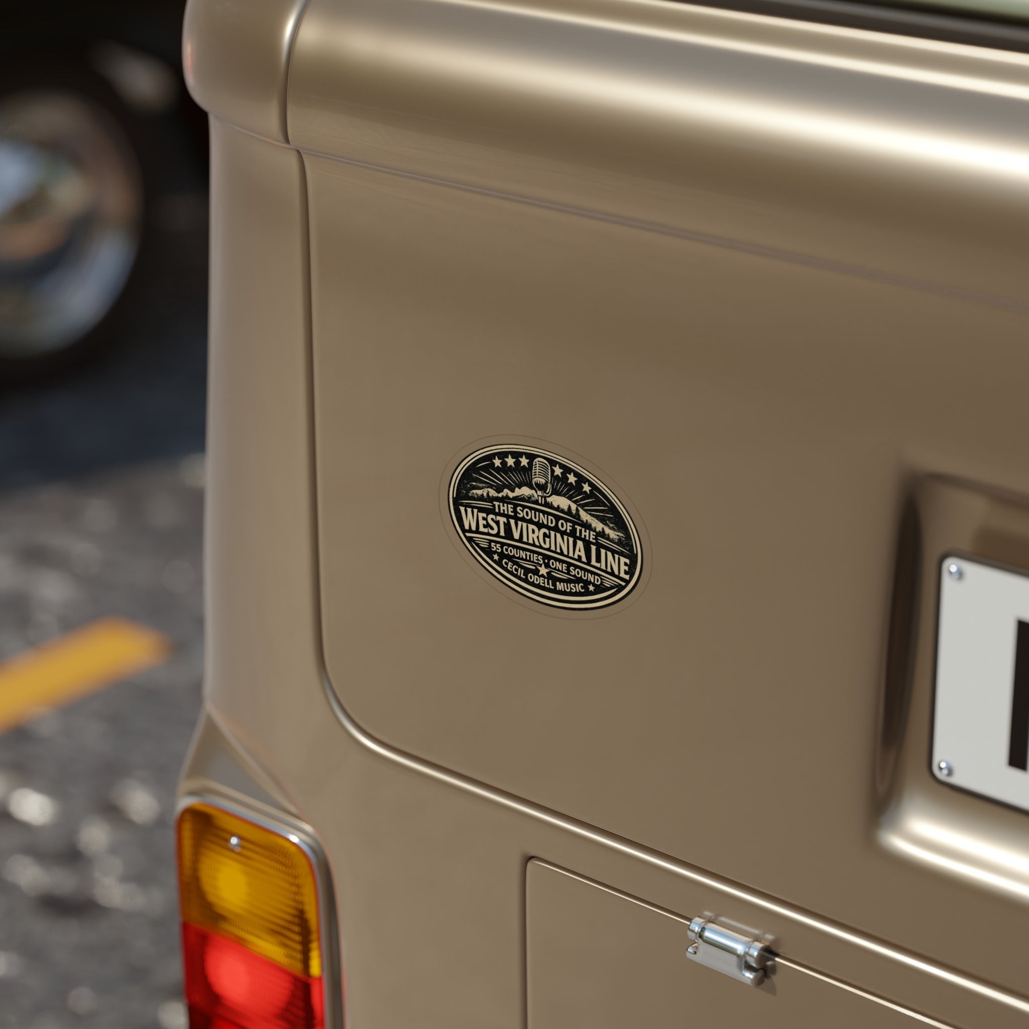 West Virginia Line Oval Vinyl Sticker: Die‑Cut Transparent Outdoor Sticker - Cecil Odell Music