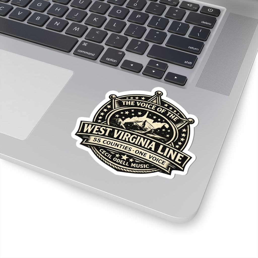 West Virginia Line Vintage Badge Kiss - Cut Sticker: “The Voice of the West Virginia Line” - Cecil Odell Music