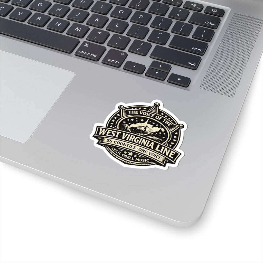 West Virginia Line Vintage Badge Kiss - Cut Sticker: “The Voice of the West Virginia Line” - Cecil Odell Music
