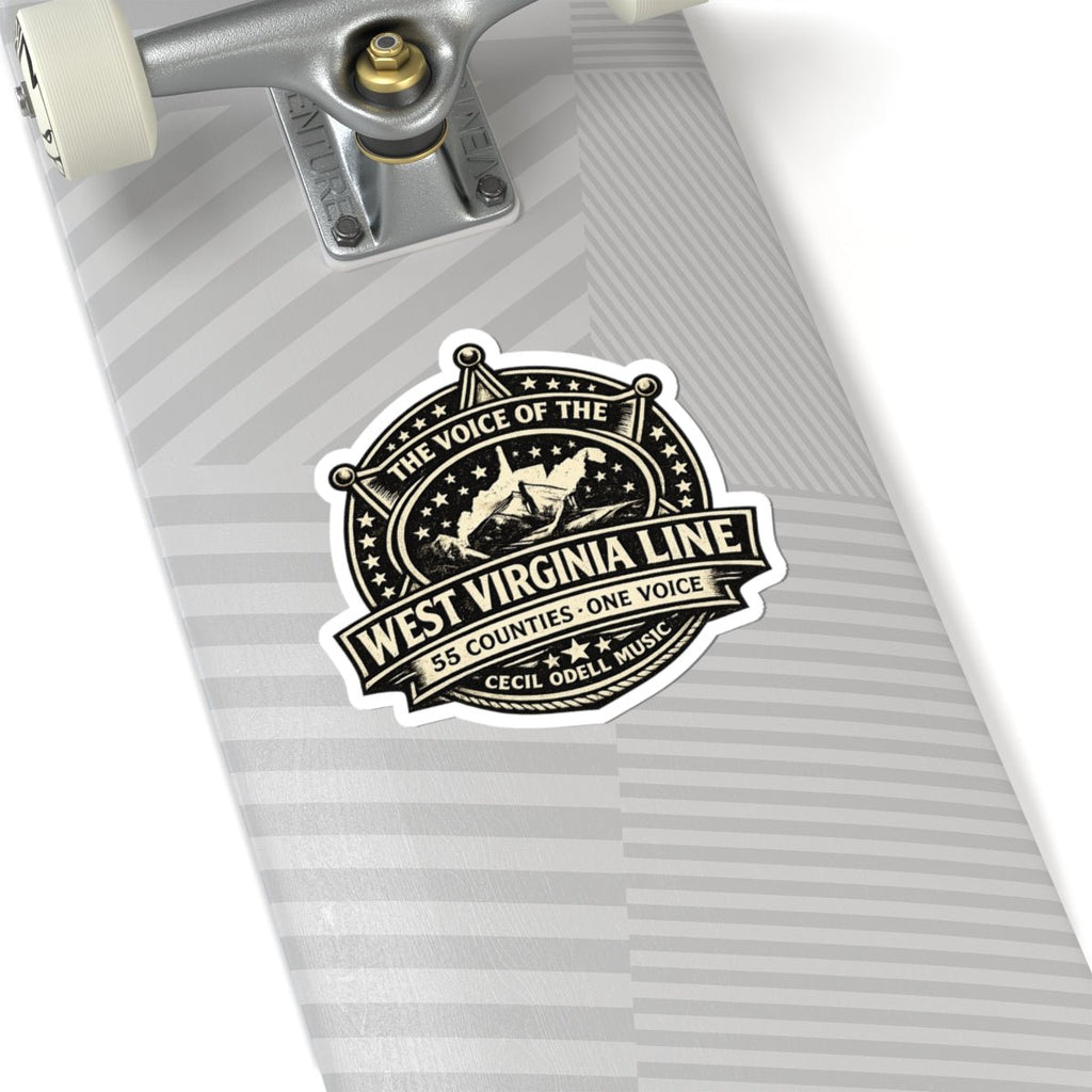West Virginia Line Vintage Badge Kiss - Cut Sticker: “The Voice of the West Virginia Line” - Cecil Odell Music