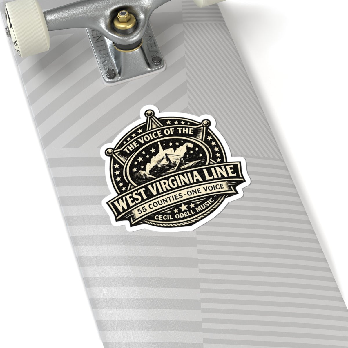 West Virginia Line Vintage Badge Kiss - Cut Sticker: “The Voice of the West Virginia Line” - Cecil Odell Music