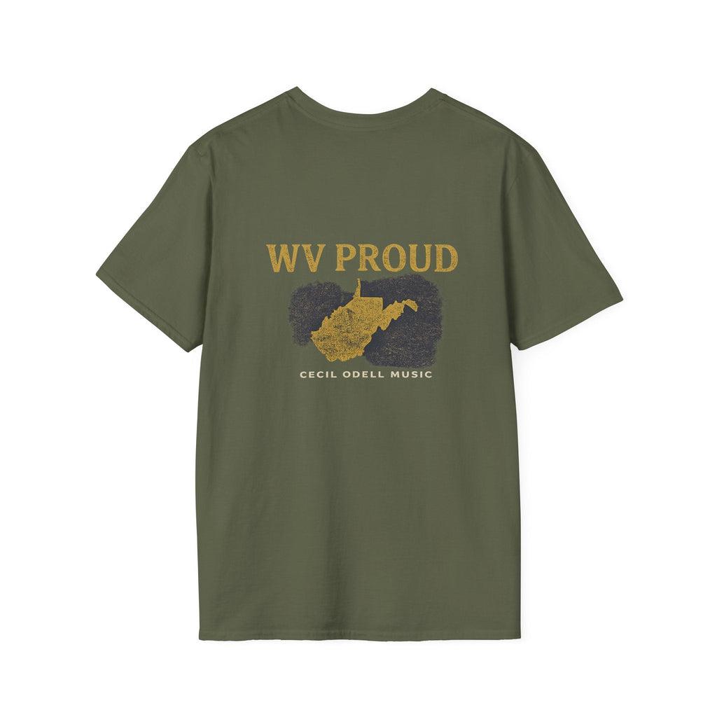 WV Proud T-Shirt: West Virginia State Outline Tee - Cecil Odell Music